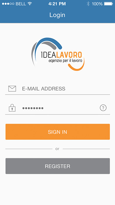 Login page of Idea Lavoro an Online Job Portal