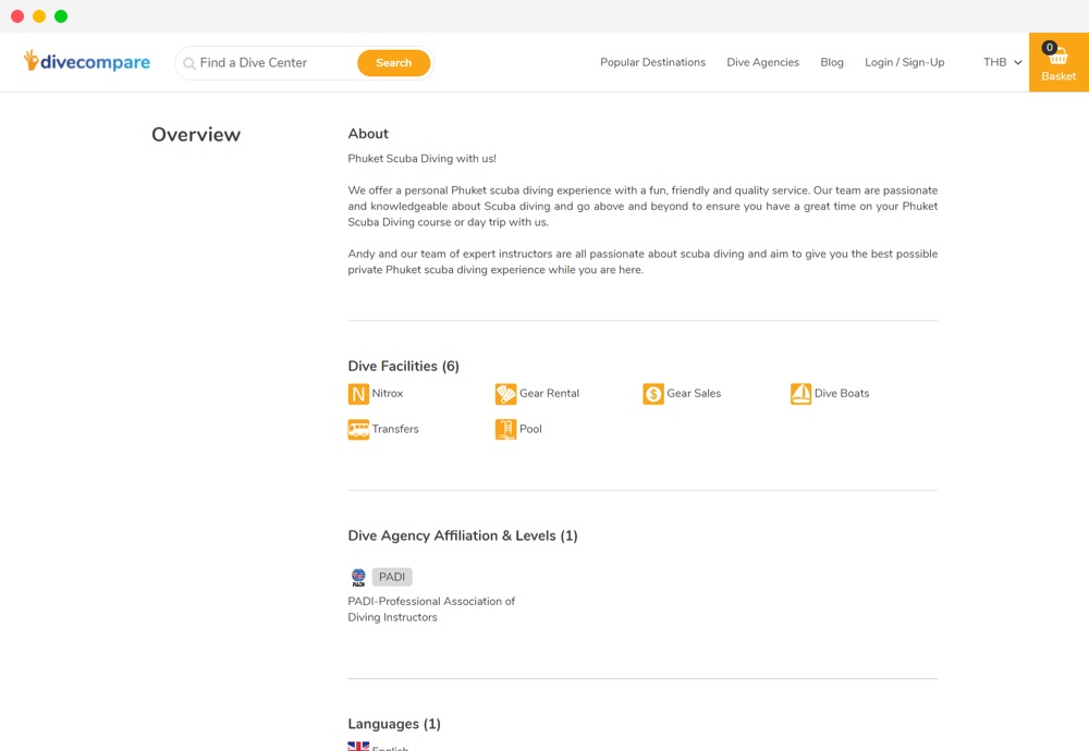 about dive compare website